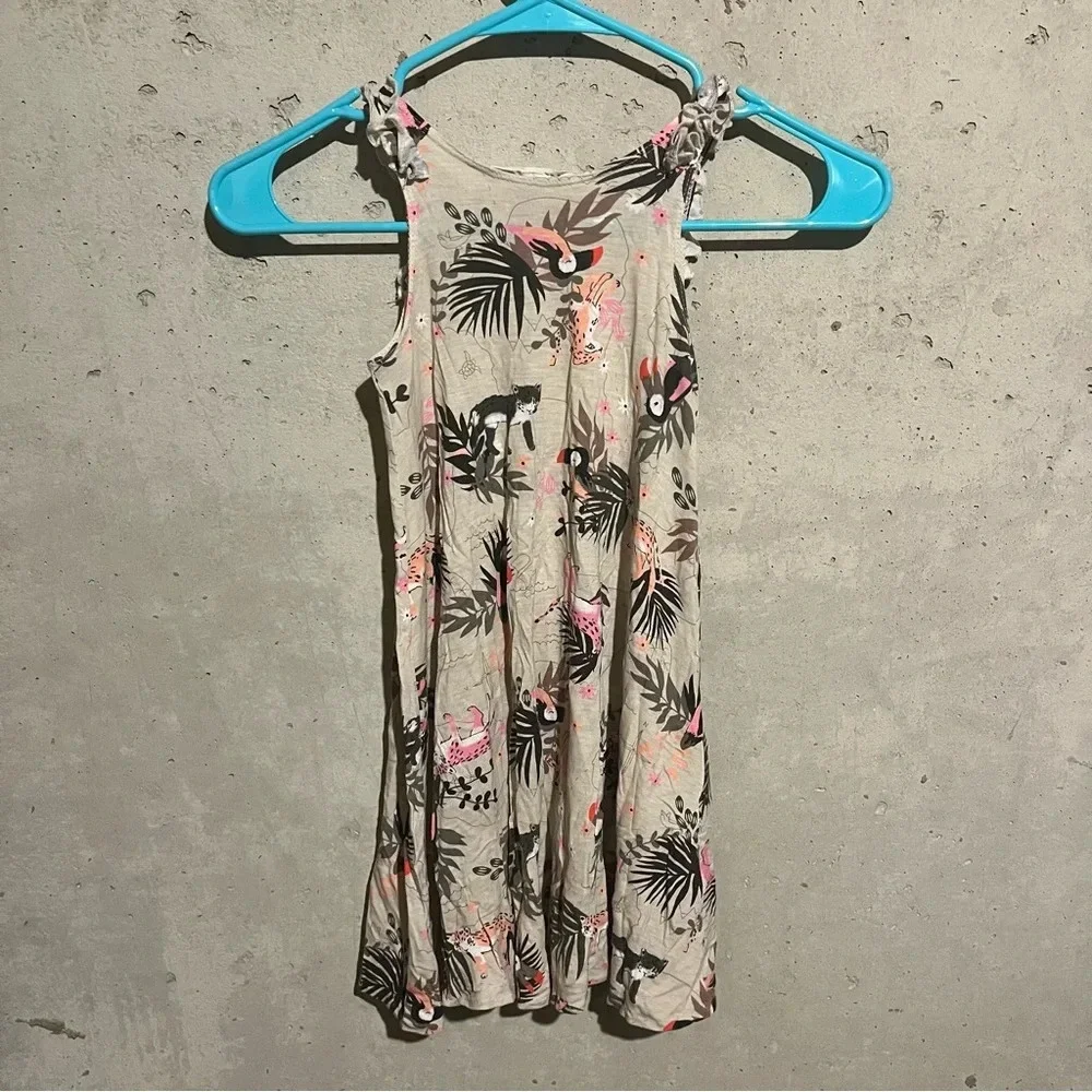 H&M Toddler Girls Tropical Animals Print Summer Dress Size 2-4 Years Sleeveless